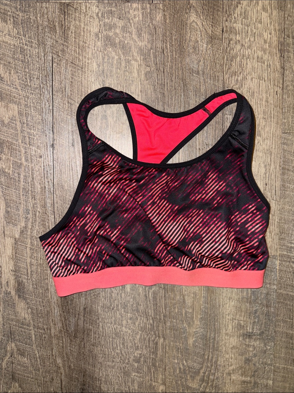 Women's Coral & Black Sports Bra - Racerback Support